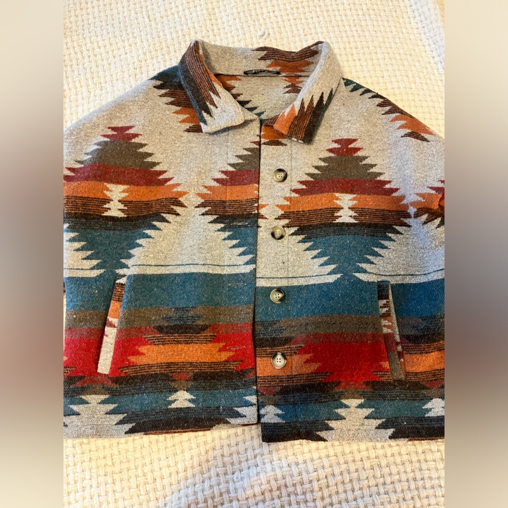 Aztec print coat lightly worn good condition.